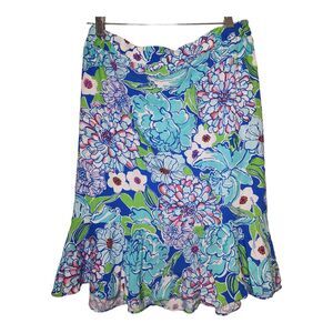 Lilly Pulitzer Blue and Green Floral Skirt